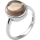 Bague en argent rhodié 3,3g - oval 11*9mm - quartz fumé - Taille 50 à 60