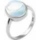 Bague en argent rhodié 3,3g - oval 11*9mm - topaze bleue - Taille 50 à 60