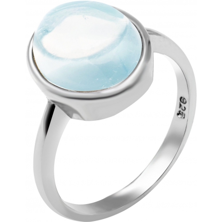 Bague en argent rhodié 3,3g - oval 11*9mm - topaze bleue - Taille 50 à 60