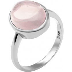 Bague en argent rhodié 3,3g - oval 11*9mm - quartz rose - Taille 50 à 60