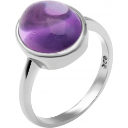 Bague en argent rhodié 3,3g - oval 11*9mm - améthyste - Taille 50 à 60