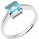 Bague en argent rhodié 2,3g - carré 6*6mm - topaze bleue - Taille 50 à 60