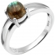 Bague argent rhodié 2,7g - labradorite - rond 6mm cabochon - T50 à 60