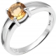 Bague argent rhodié 2,7g - citrine - rond 6mm facettée - T50 à 62