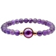 Bracelet élastique - billes améthyste 6mm - cabochon acier rosé et améthyste 11m