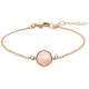 Bracelet en acier rosé - cabochon quartz rose - 11mm - 16+4cm