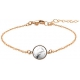 Bracelet en acier rosé - cabochon howlite blanche - 11mm - 16+4cm