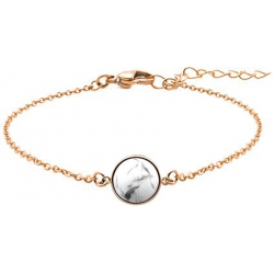 Bracelet en acier rosé - cabochon howlite blanche - 11mm - 16+4cm