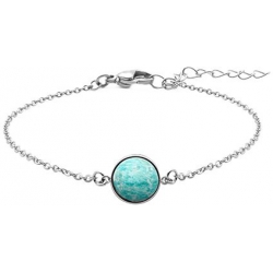 Bracelet en acier - cabochon amazonite - 11mm - 16+4cm