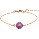 Bracelet en acier rosé - cabochon améthyste - 11mm - 16+4cm