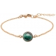 Bracelet en acier rosé - cabochon malachite - 11mm - 16+4cm