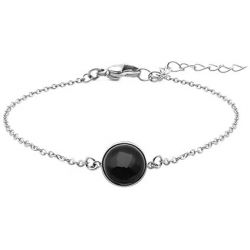 Bracelet en acier - cabochon onyx - 11mm - 16+4cm