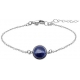 Bracelet en acier - cabochon sodalite - 11mm - 16+4cm