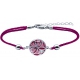 Bracelet acier - nacre - émail - fleur de vie - coton rose - 16+4cm
