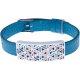 Bracelet acier - fleur de vie - émail - nacre - cuir bleu - largeur 1cm - bracelet montre réglable
