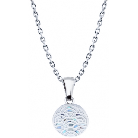 Collier en acier - nacre - émail - petit volume - longueur 38+5cm