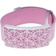 Bracelet acier - émail - nacre - cuir rose - largeur 2cm - longueur 23,5cm