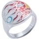 Bague en acier - nacre - émail - soleil rouge - T52 à T62