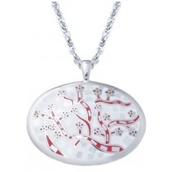 Collier en acier - nacre - émail - arbre - 45+10cm