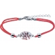 Bracelet acier - nacre - émail - coton rouge - arbre - 17+3cm