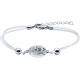 Bracelet acier - nacre - émail - coton blanc - arbre - 17+3cm