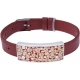 Bracelet acier - émail - nacre - arbre - cuir rouge - largeur 1cm - bracelet montre réglable