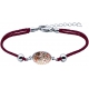 Bracelet acier - nacre - émail - arbre - coton rouge  - 17+3cm