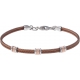 Bracelet acier - 2 câbles acier marron - composants acier rosé - 19,5+1,5cm