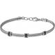 Bracelet acier - 2 câbles acier  - composants acier noir - 19,5+1,5cm