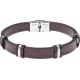 Bracelet acier - cuir marron italien - largeur 1cm - 8 composants acier effet veilli - 4 composants acier - 21,5cm