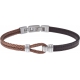 Bracelet acier - cuir marron - nœud marin - 2 câbles acier marron - 19,5+1,5cm