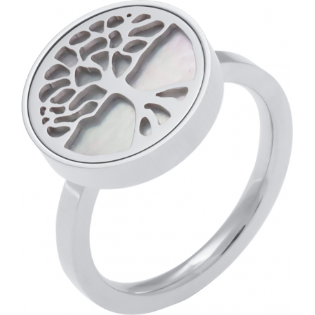 Bague en acier - arbre de vie - nacre - diamètre 14mm - T50 à 62