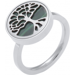 Bague en acier - arbre de vie - malachite - diamètre 14mm - T50 à 62