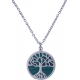 Collier acier - arbre de vie - malachite - diamètre 18mm - longueur 40+5cm