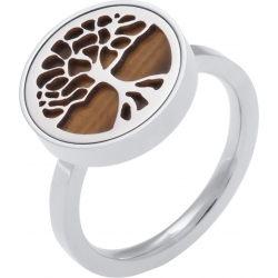 Bague en acier - arbre de vie - œil de tigre - diamètre 14mm - T50 à 60