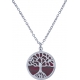 Collier acier - arbre de vie - agate rouge - diamètre 18mm - longueur 40+5cm