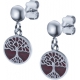 Boucles d'oreille acier - arbre de vie - agate rouge - diamètre 14mm