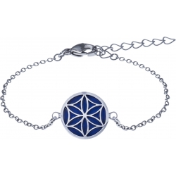 Bracelet acier - fleur de vie - lapis lazuli - diamètre 14mm - longueur 16+4cm