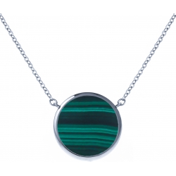 Collier acier - diamètre 12mm - malachite - 38+5cm