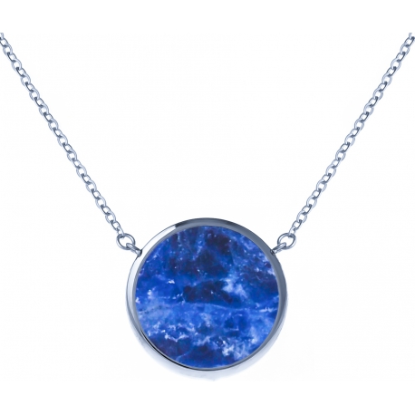 Collier acier - diamètre 12mm - sodalite - 38+5cm