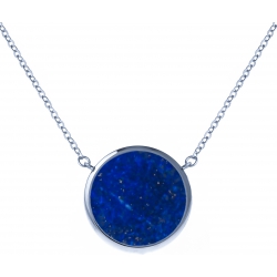 Collier acier - diamètre 12mm - lapis lazuli - 38+5cm