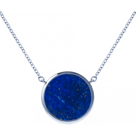 Collier acier - diamètre 12mm - lapis lazuli - 38+5cm