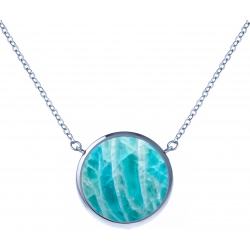 Collier acier - diamètre 12mm - amazonite - 38+5cm