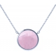 Collier acier - diamètre 12mm - quartz rose - 38+5cm