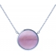 Collier acier - diamètre 12mm - nacre rose - 38+5cm