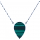 Collier acier - goutte 14x8mm - malachite - 38+5cm