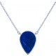 Collier acier -  goutte 14x8mm  - lapis lazuli - 38+5cm