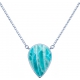 Collier acier - goutte 14x8mm  - amazonite - 38+5cm