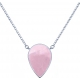 Collier acier -  goutte 14x8mm - quartz rose - 38+5cm