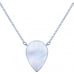 Collier acier - goutte 14x8mm  - nacre - 38+5cm
